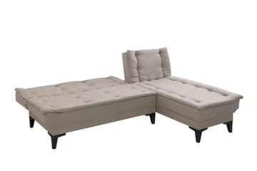 Hunterville 4-sits Höger L-formad Längsbäddad Bäddsoffa 107x225 cm i Tyg - Beige - Möbler - Soffa - Bäddsoffa
