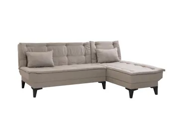 Hunterville 4-sits Höger L-formad Längsbäddad Bäddsoffa 107x225 cm i Tyg - Beige - Möbler - Soffa - Bäddsoffa