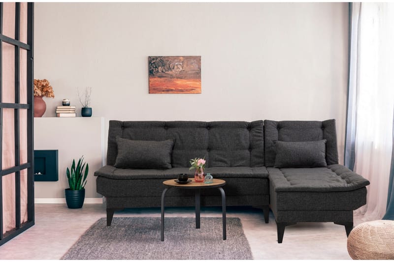 Hunterville 4-sits L-formad Bäddsoffa 107x225 cm i Tyg - Grå - Möbler - Soffa - Bäddsoffa