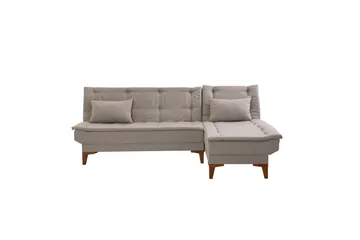 Hunterville 4-sits Vänster L-formad Längsbäddad Bäddsoffa 107x225 cm i Tyg - Beige - Möbler - Soffa - Bäddsoffa