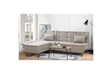 Hunterville 4-sits Vänster L-formad Längsbäddad Bäddsoffa 107x225 cm i Tyg - Beige - Möbler - Soffa - Bäddsoffa