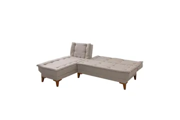 Hunterville 4-sits Vänster L-formad Längsbäddad Bäddsoffa 107x225 cm i Tyg - Beige - Möbler - Soffa - Bäddsoffa