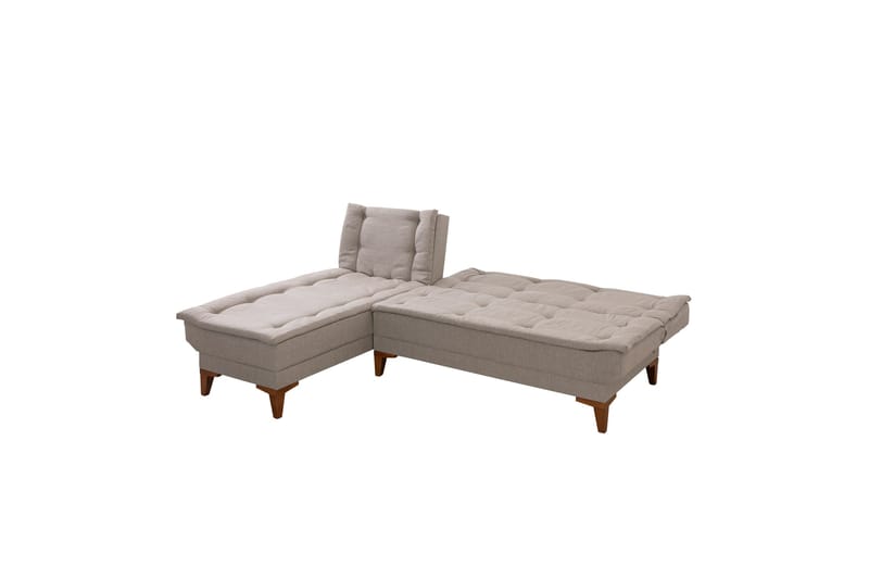 Hunterville 4-sits Vänster L-formad Längsbäddad Bäddsoffa 107x225 cm i Tyg - Beige - Möbler - Soffa - Bäddsoffa