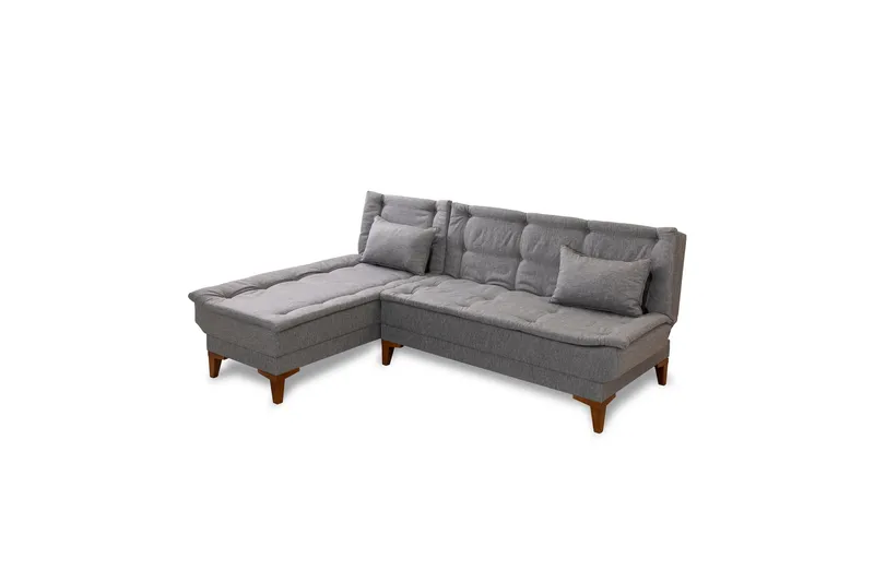 Hunterville 4-sits Vänster L-formad Längsbäddad Bäddsoffa 107x225 cm i Tyg, Grå