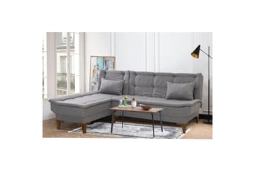 Hunterville 4-sits Vänster L-formad Längsbäddad Bäddsoffa 107x225 cm i Tyg - Grå - Möbler - Soffa - Bäddsoffa