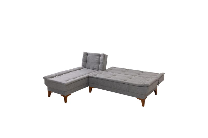 Hunterville 4-sits Vänster L-formad Längsbäddad Bäddsoffa 107x225 cm i Tyg - Grå - Möbler - Soffa - Bäddsoffa