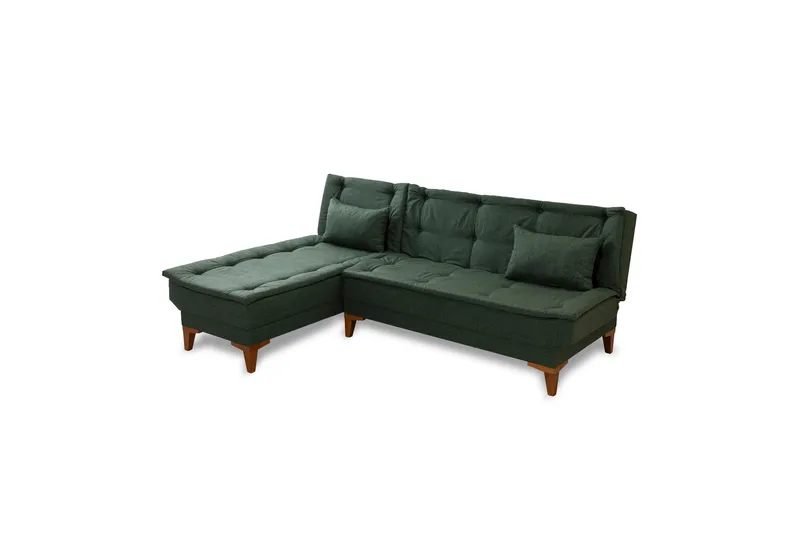 Hunterville 4-sits Vänster L-formad Längsbäddad Bäddsoffa 107x225 cm i Tyg, Grön