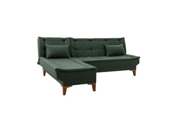 Hunterville 4-sits Vänster L-formad Längsbäddad Bäddsoffa 107x225 cm i Tyg - Grön - Möbler - Soffa - Bäddsoffa