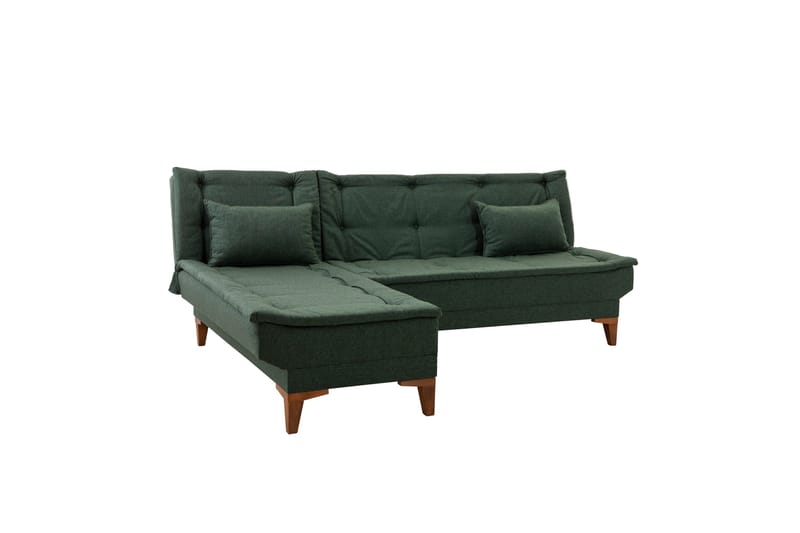 Hunterville 4-sits Vänster L-formad Längsbäddad Bäddsoffa 107x225 cm i Tyg - Grön - Möbler - Soffa - Bäddsoffa