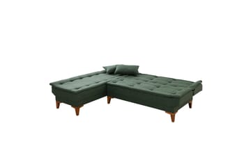 Hunterville 4-sits Vänster L-formad Längsbäddad Bäddsoffa 107x225 cm i Tyg - Grön - Möbler - Soffa - Bäddsoffa