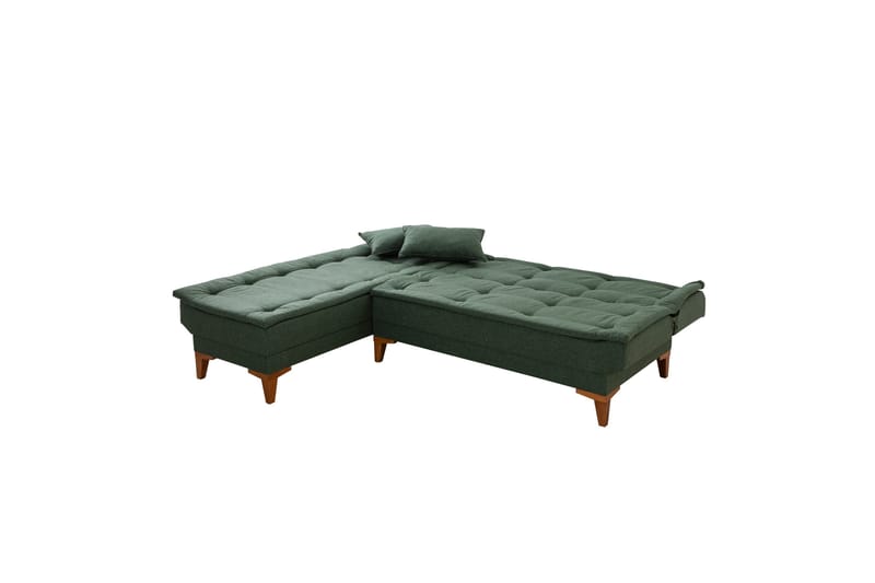 Hunterville 4-sits Vänster L-formad Längsbäddad Bäddsoffa 107x225 cm i Tyg - Grön - Möbler - Soffa - Bäddsoffa