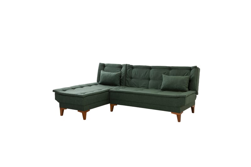Hunterville 4-sits Vänster L-formad Längsbäddad Bäddsoffa 107x225 cm i Tyg - Grön - Möbler - Soffa - Bäddsoffa