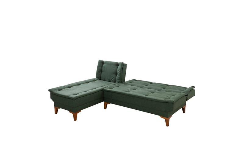 Hunterville 4-sits Vänster L-formad Längsbäddad Bäddsoffa 107x225 cm i Tyg - Grön - Möbler - Soffa - Bäddsoffa