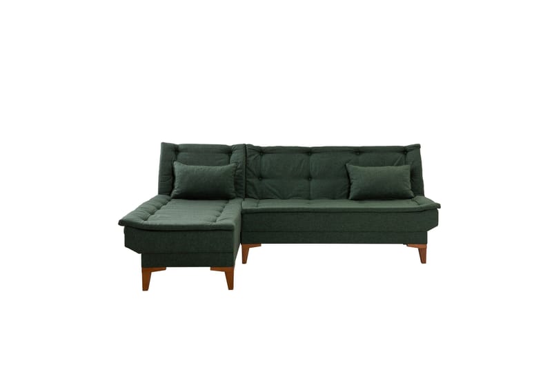 Hunterville 4-sits Vänster L-formad Längsbäddad Bäddsoffa 107x225 cm i Tyg - Grön - Möbler - Soffa - Bäddsoffa