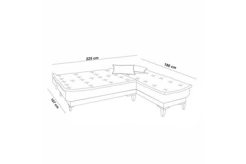 Hunterville Bäddsoffa m. Divan 4-sits 107x205 - Cream - Möbler - Soffa - Bäddsoffa