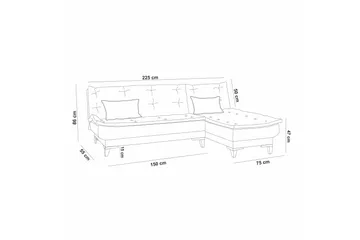 Hunterville Bäddsoffa m. Divan 4-sits 107x205 - Cream - Möbler - Soffa - Bäddsoffa