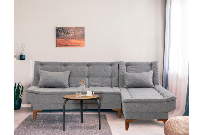 Hunterville Bäddsoffa m. Divan 4-sits 107x205 - Grå - Möbler - Soffa - Bäddsoffa