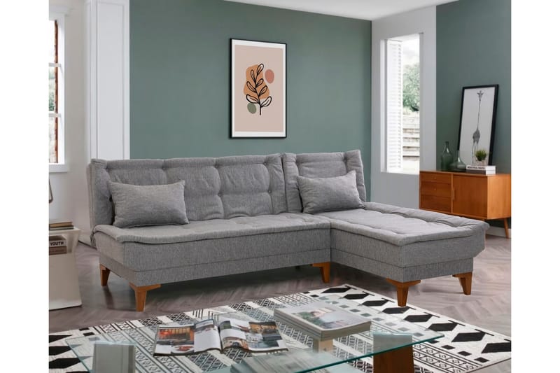 Hunterville Bäddsoffa m. Divan 4-sits 107x205 - Grå - Möbler - Soffa - Bäddsoffa