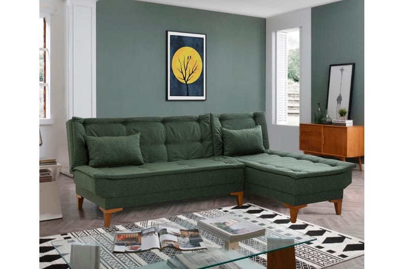 Hunterville Bäddsoffa m. Divan 4-sits 107x205 - Grön - Möbler - Soffa - Bäddsoffa