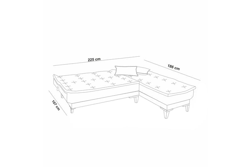 Hunterville Bäddsoffa m. Divan 4-sits 107x205 - Mörkgrå - Möbler - Soffa - Bäddsoffa
