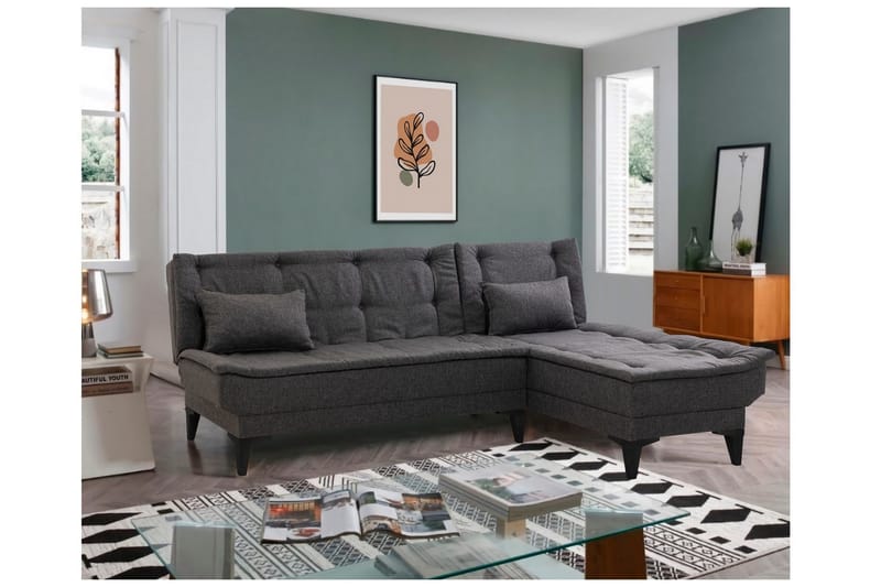 Hunterville Bäddsoffa m. Divan 4-sits - Antracit - Möbler - Soffa - Bäddsoffa