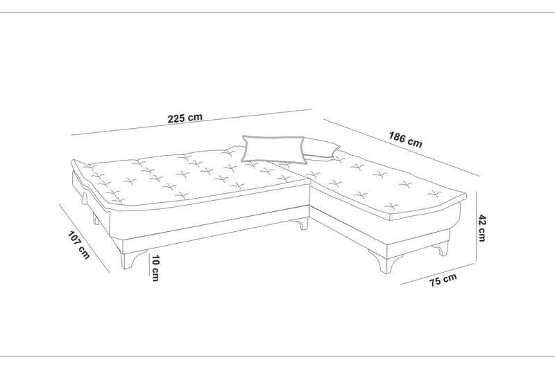 Hunterville Bäddsoffa m. Divan 4-sits - Grå - Möbler - Soffa - Bäddsoffa