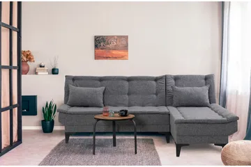 Hunterville Höger L-formad 4 sits Längsbäddad Bäddsoffa 107x225 cm i Tyg - Grå - Möbler - Soffa - Bäddsoffa