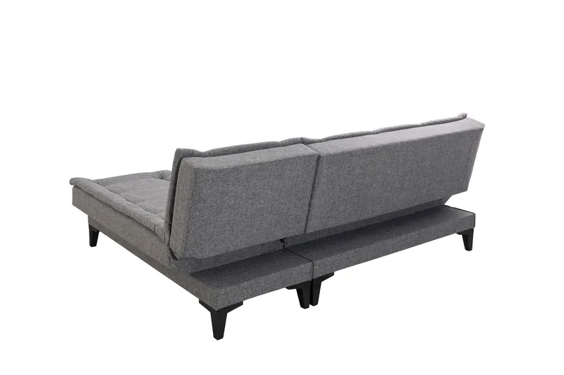 Hunterville Höger L-formad 4 sits Längsbäddad Bäddsoffa 107x225 cm i Tyg - Grå - Möbler - Soffa - Bäddsoffa