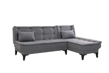Hunterville Höger L-formad 4 sits Längsbäddad Bäddsoffa 107x225 cm i Tyg - Grå - Möbler - Soffa - Bäddsoffa