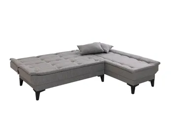 Hunterville Höger L-formad Längsbäddad Bäddsoffa 107x225 cm i Tyg - Grå - Möbler - Soffa - Bäddsoffa