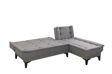 Hunterville Höger L-formad Längsbäddad Bäddsoffa 107x225 cm i Tyg - Grå - Möbler - Soffa - Bäddsoffa