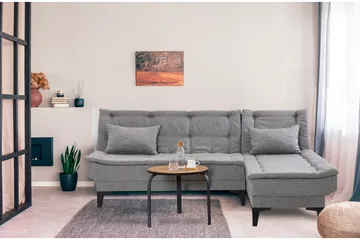 Hunterville Höger L-formad Längsbäddad Bäddsoffa 107x225 cm i Tyg - Grå - Möbler - Soffa - Bäddsoffa