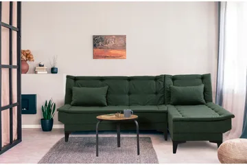 Hunterville Höger L-formad Längsbäddad Bäddsoffa 107x225 cm i Tyg - Grön - Möbler - Soffa - Bäddsoffa