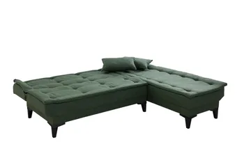 Hunterville Höger L-formad Längsbäddad Bäddsoffa 107x225 cm i Tyg - Grön - Möbler - Soffa - Bäddsoffa