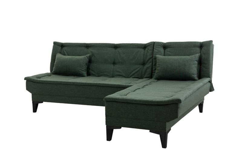 Hunterville Höger L-formad Längsbäddad Bäddsoffa 107x225 cm i Tyg - Grön - Möbler - Soffa - Bäddsoffa