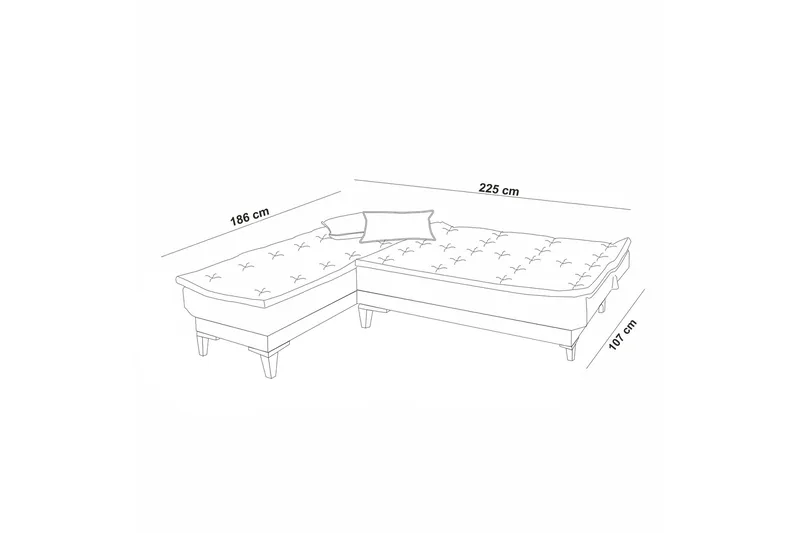 Hunterville Vänster L-formad Längsbäddad Bäddsoffa 107x225 cm i Tyg - Grå - Möbler - Soffa - Bäddsoffa