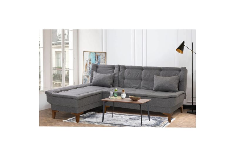Hunterville Vänster L-formad Längsbäddad Bäddsoffa 107x225 cm i Tyg - Grå - Möbler - Soffa - Bäddsoffa
