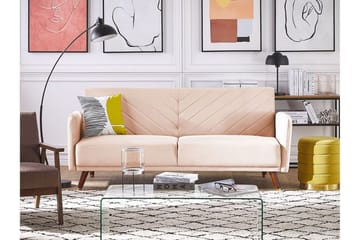 Induja 3-sits Bäddsoffa - Sammet/Beige - Möbler - Soffa - Bäddsoffa