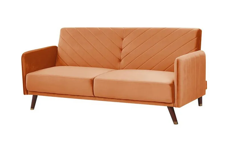 Induja 3-sits Bäddsoffa - Sammet/Orange - Möbler - Soffa - Bäddsoffa