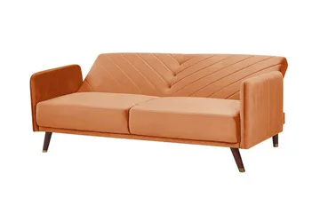 Induja 3-sits Bäddsoffa - Sammet/Orange - Möbler - Soffa - Bäddsoffa
