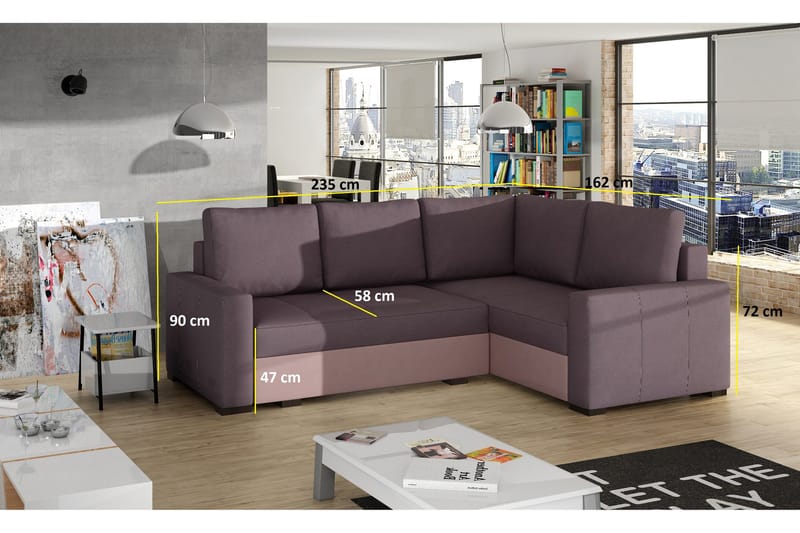 Irfan Hörnbäddsoffa med Divan - Grå/Svart - Möbler - Soffa - Bäddsoffa