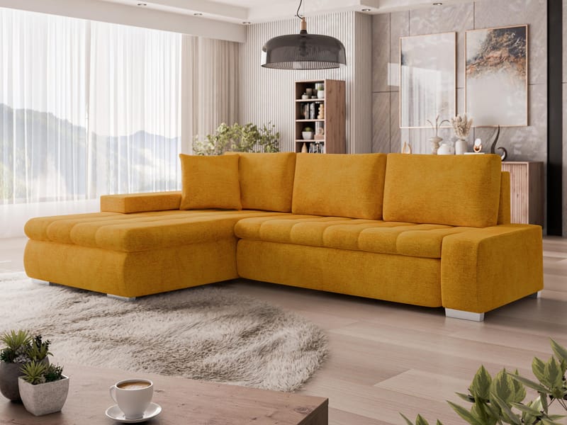 Irja 4-sits Bäddsoffa med divan Vänstervänd - gul - Möbler - Soffa - Bäddsoffa