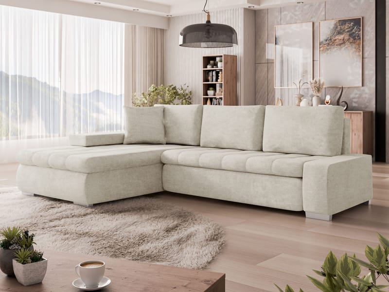 Irja 4-sits Bäddsoffa med divan Vänstervänd - Ljusbeige - Möbler - Soffa - Bäddsoffa