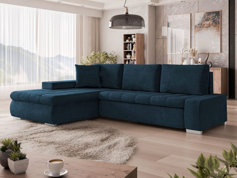 Irja 4-sits Bäddsoffa med divan Vänstervänd - Mörkblå - Möbler - Soffa - Bäddsoffa