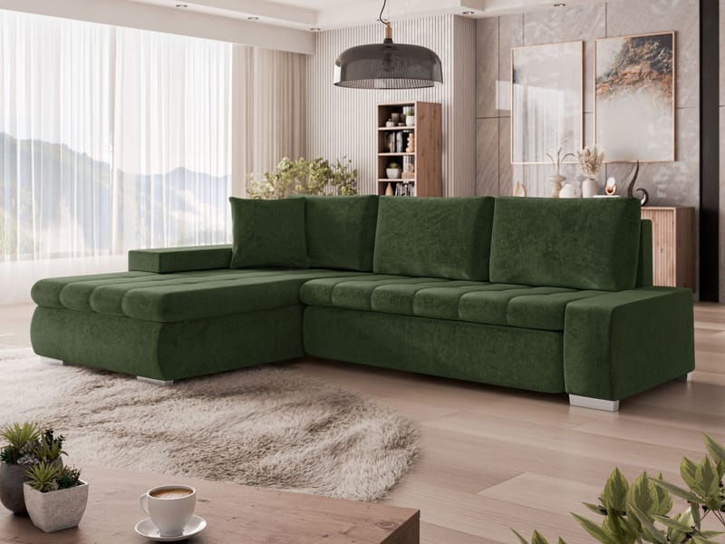Irja 4-sits Bäddsoffa med divan Vänstervänd - Mörkgrön - Möbler - Soffa - Bäddsoffa