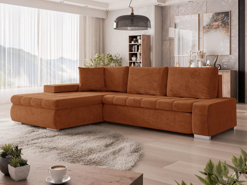Irja 4-sits Bäddsoffa med divan Vänstervänd - Rödbrun - Möbler - Soffa - Bäddsoffa
