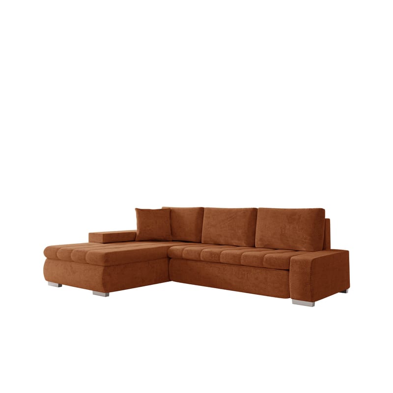 Irja 4-sits Bäddsoffa med divan Vänstervänd, Rödbrun
