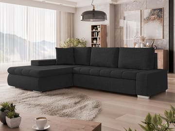 Irja 4-sits Bäddsoffa med divan Vänstervänd - Svart - Möbler - Soffa - Bäddsoffa