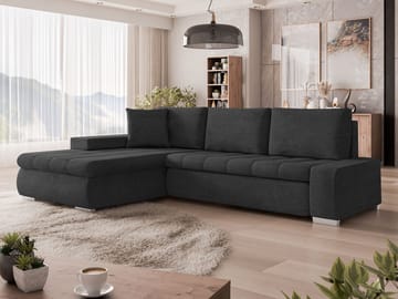 Irja 4-sits Bäddsoffa med divan Vänstervänd - Svart - Möbler - Soffa - Bäddsoffa