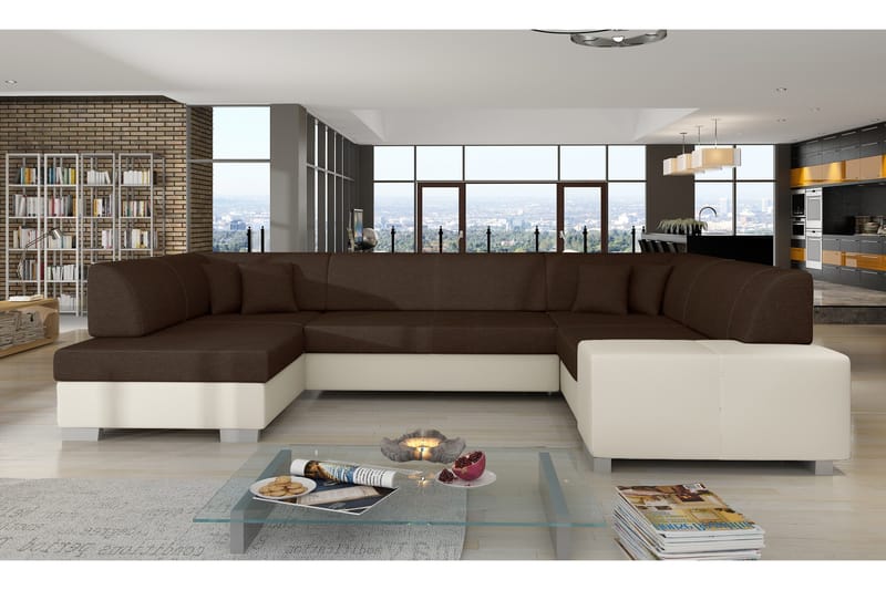 Jamaal Hörnbäddsoffa, Brun/Beige